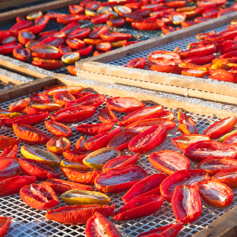 San Marzano tomatoes sun-drying at peak season